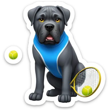 Blue and gold Cane Corso playing tennis. sticker