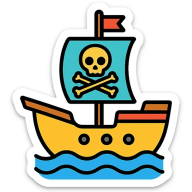 colored pirate ship icon sticker