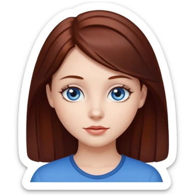 pretty girl with dark reddish brown hair and blue eyes  sticker