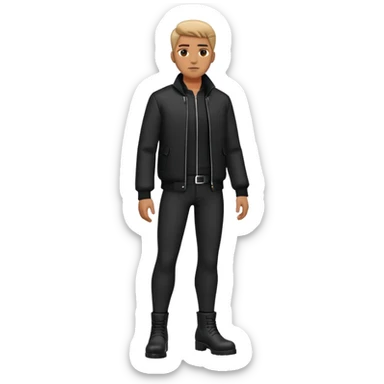 Full body standing male figure wearing black jacket, black pants, and black boots sticker
