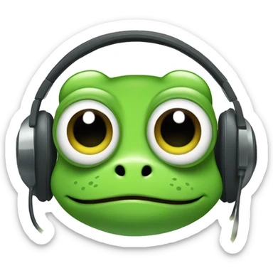 Cute green frog with headset sticker