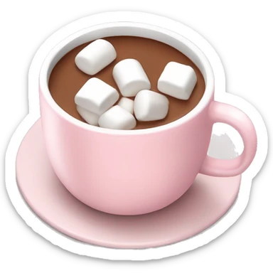 Light Pink mug of hot chocolate with marshmallows  sticker