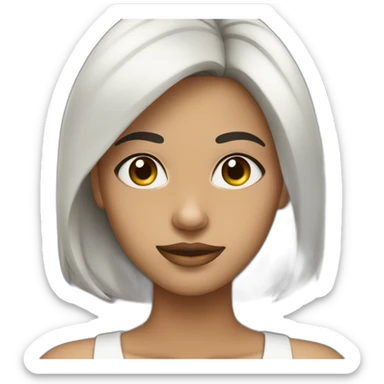 Mujer piel muy blanca,pelo negro y suelto,ojos negros,cara hermosa sticker