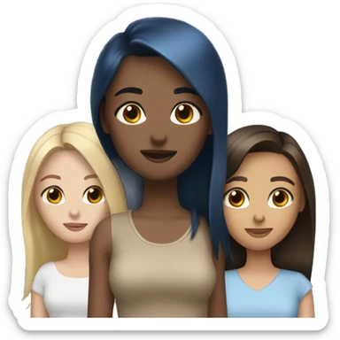 Three female friends: black hair brown eyes, blonde hair blue eyes, brown hair brown eyes sticker