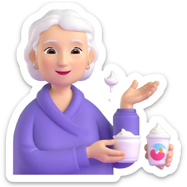 grandmother offering yogurt sticker