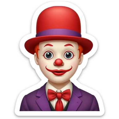 Clown in bowler hat & tie sticker