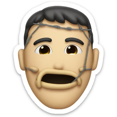 face with the 2 hands creating a mask on the mouth. the fingers are tangled one with the other sticker