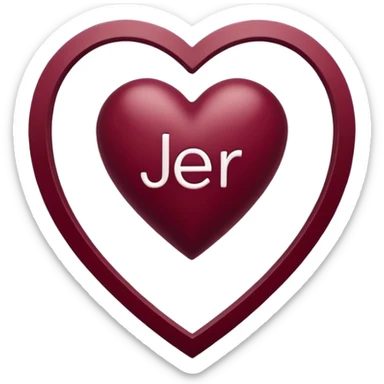 Burgundy heart with the letters Jer in the middle  sticker