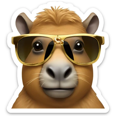 A capibara with dollar sunglasses and a gold chain sticker