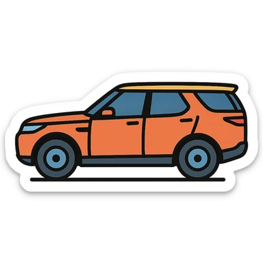 Land Rover Discovery 5 side-on facing left, iconic shape icon style, no background sticker