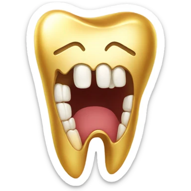 Golden tooth with a gold tooth sticker