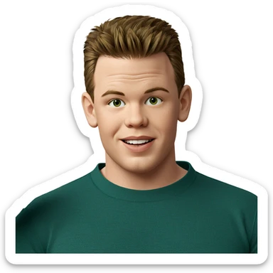 smiling boy in green shirt sticker