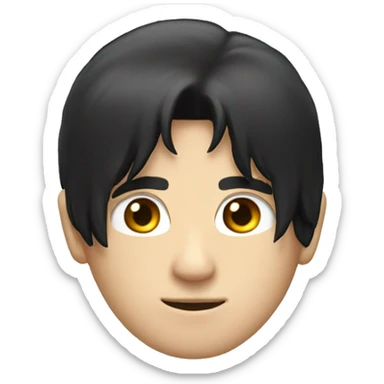 back of  males head black hair white skin sticker