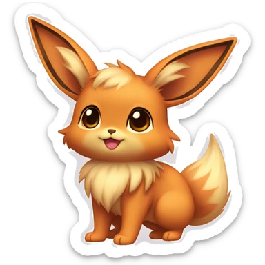 Kawaii Shiny Pastel Orangs Eevee Full Body sticker