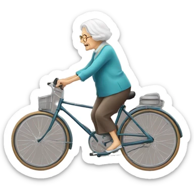 old lady lay down with bicycle sticker