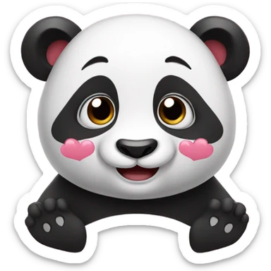 Panda with hearts and smile sticker