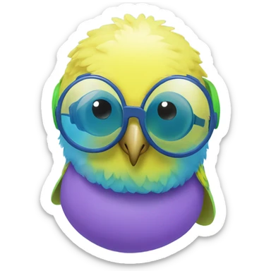 Budgie with goggles on a floaty sticker