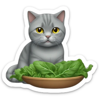 british shorthair cat eating spinach sticker