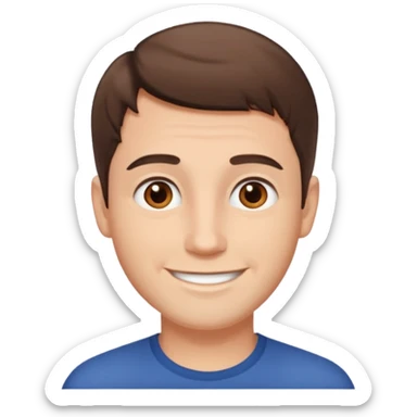 brown eyes, white, short, man brown hair haert sticker