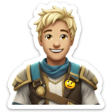 smiling boy in cosplay indoors sticker