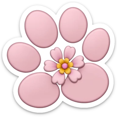 paw print with a flower sticker