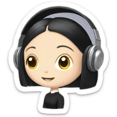 Dancing Wednesday addams with headphone sticker