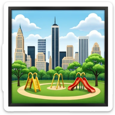 Make Central Park with a playground and skyscrapers in the background  sticker
