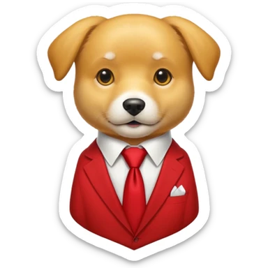 golden dog with white tie,red shirt sticker
