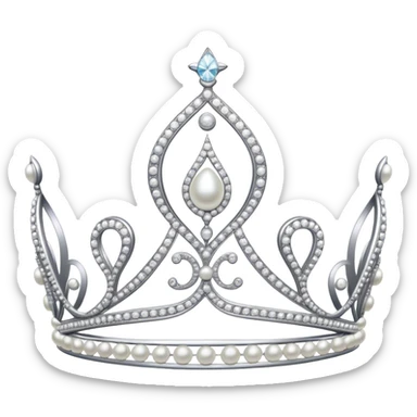 Sparkly silver tiara with pearls and diamonds  sticker