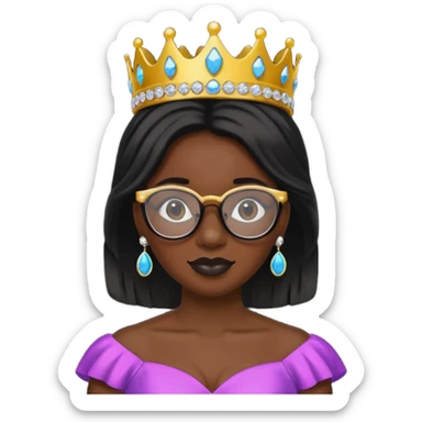 Prom queen black girl with glasses  sticker