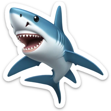 A baby blue shark holding a cross  sticker