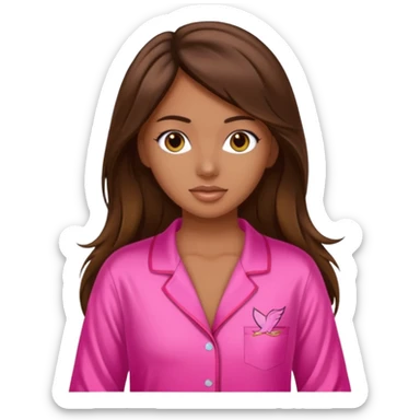 Person wearing victoria secret pyjamas and brunette hair sticker