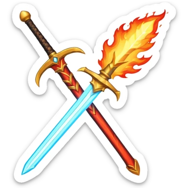 fire sword striking down sticker