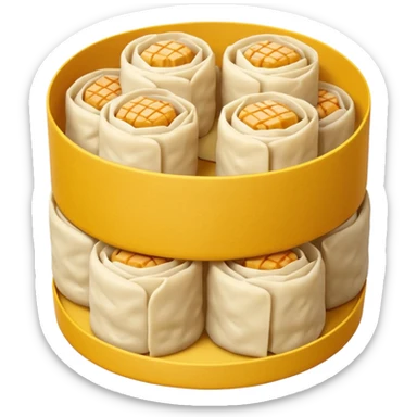 siu mai (a type of dim sum, just 1 cube of white color fish patty wrapped by yellow dough, leaving only the top part unwrapped, shape looks like short cylinder shape) sticker