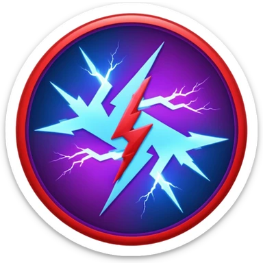 Red and blue lightening in a circle shape with effects like real lightening with purple effects  sticker