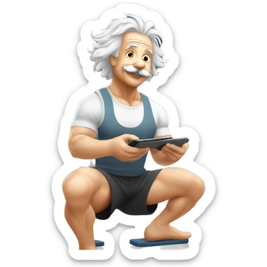 albert einstein happy listening music in the gym sticker