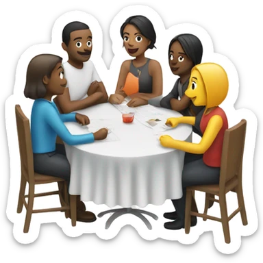 emoji showing people around a table to represent a team weekly check-in sticker