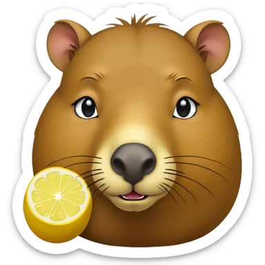 Capybara  holding  lemon sticker
