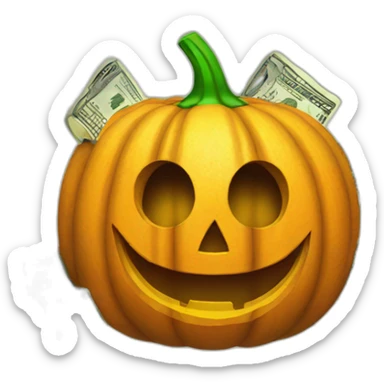 halloween pumpkin with dollars sticker