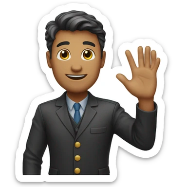 A handsome guy waving hand  sticker