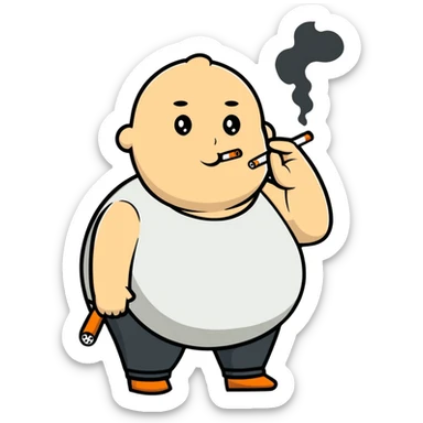 A person smoking cigarettes who is fat sticker