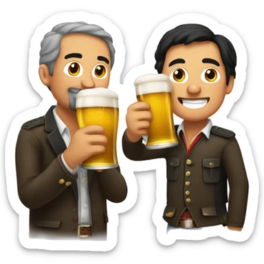 Bolivian man and German man drinking beer together sticker