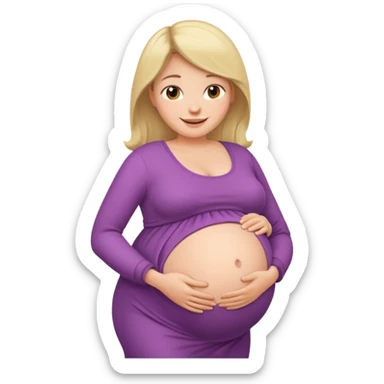 very heavily pregnant overdue lady with large belly  sticker