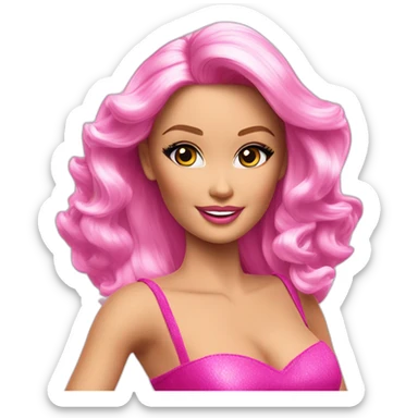 barbie blanca vestida de rosa bailando sticker