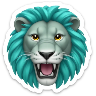 Cyan roaring lion sticker