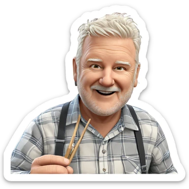 smiling old man in plaid sticker