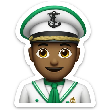 Sailor wearing a white and green sailor outfit with his hat having the Greek letters Delta sigma and phi written on it  sticker