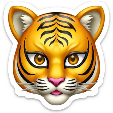 tiger with glamorous masquerade mask sticker