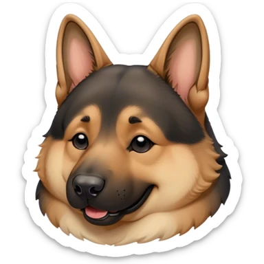 Cinematic Meme-Worthy Chubby Sleeping German Shepherd Portrait Emoji, Head resting peacefully with a blissful smile, showcasing a delightfully chubby build and a luxuriously thick tan and black coat, eyes shut in a serene nap, Simplified yet hilariously endearing features, highly detailed, glowing with a soft, drowsy light, high shine, relaxed and utterly lovable, stylized with an air of playful laziness, bright and heartwarming, soft glowing outline, capturing the essence of a comically sleepy guardian, so meme-worthy it feels like it could instantly become the next viral sensation of adorable slumber! sticker