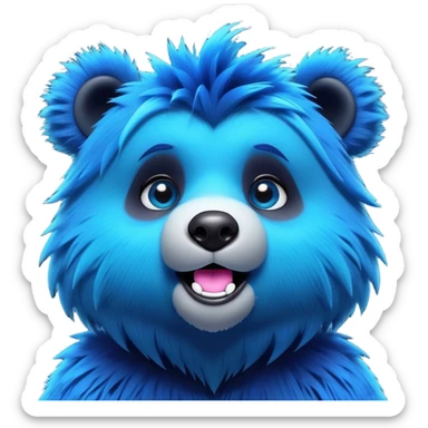 3D, adorable little Pixar style blue neon punk bear singing, ultra detailed, each lash, eye, and strand of fur is shown in stunning detail as though captured in a timeless photograph, rich textures, visually rich, so lifelike it feels like it could leap off the page at any moment sticker